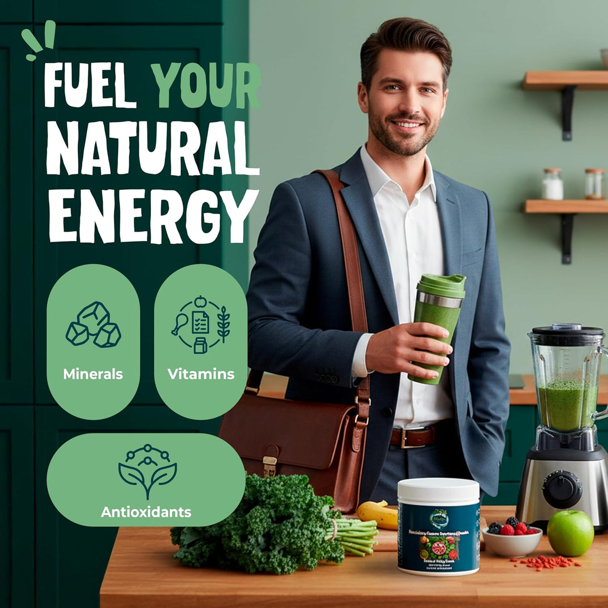 Bula Natural Living Nourishing Greens Superfood Powder-Natural Berry Flavor – 213g (30 Servings)