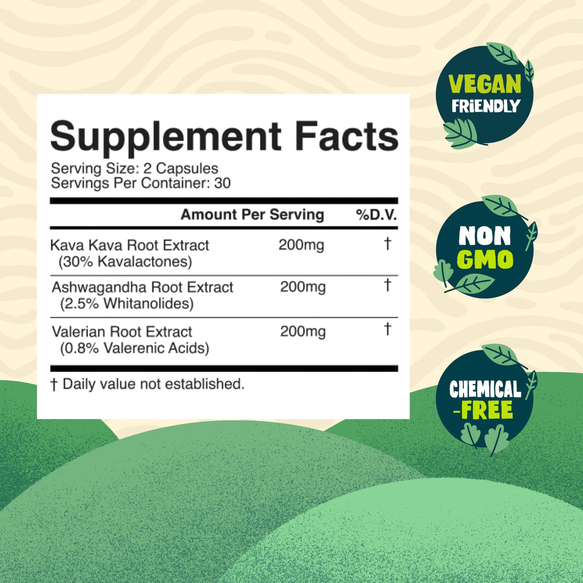 Bula Natural Living Kava Kava, Ashwagandha & Valerian Root Pills – 60 Pills (30 Servings)