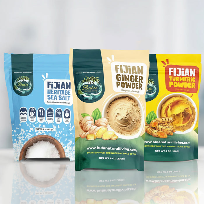 Best Seller Wellness Trio | Fijian Ginger Powder + Fijian Turmeric Powder + Fijian Heritage Sea Salt