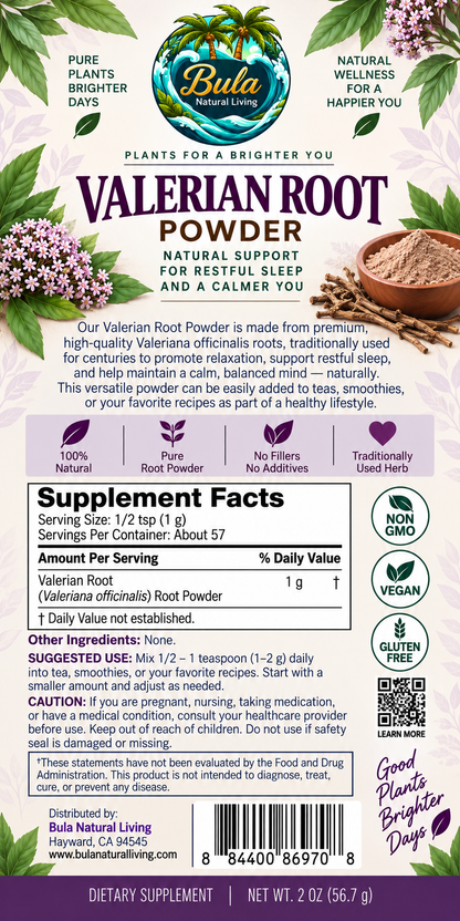 Bula Natural Living Valerian Powder Packaging