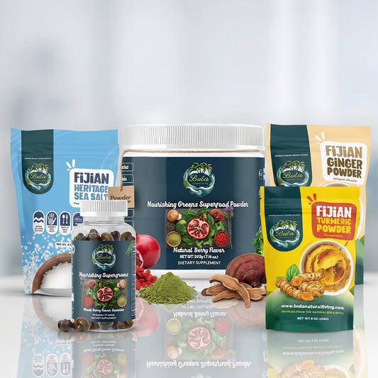 Family Wellness Kit | Fijian Ginger Powder + Fijian Turmeric Powder + Fijian Heritage Sea Salt + Nourishing Greens Superfood Powder + Nourishing Supergreens Gummies