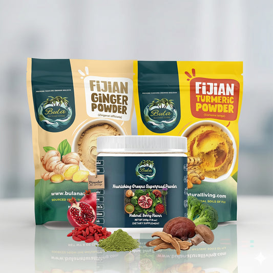 Immunity Power Trio | Fijian Ginger Powder + Fijian Turmeric Powder + Nourishing Greens Superfood Powder