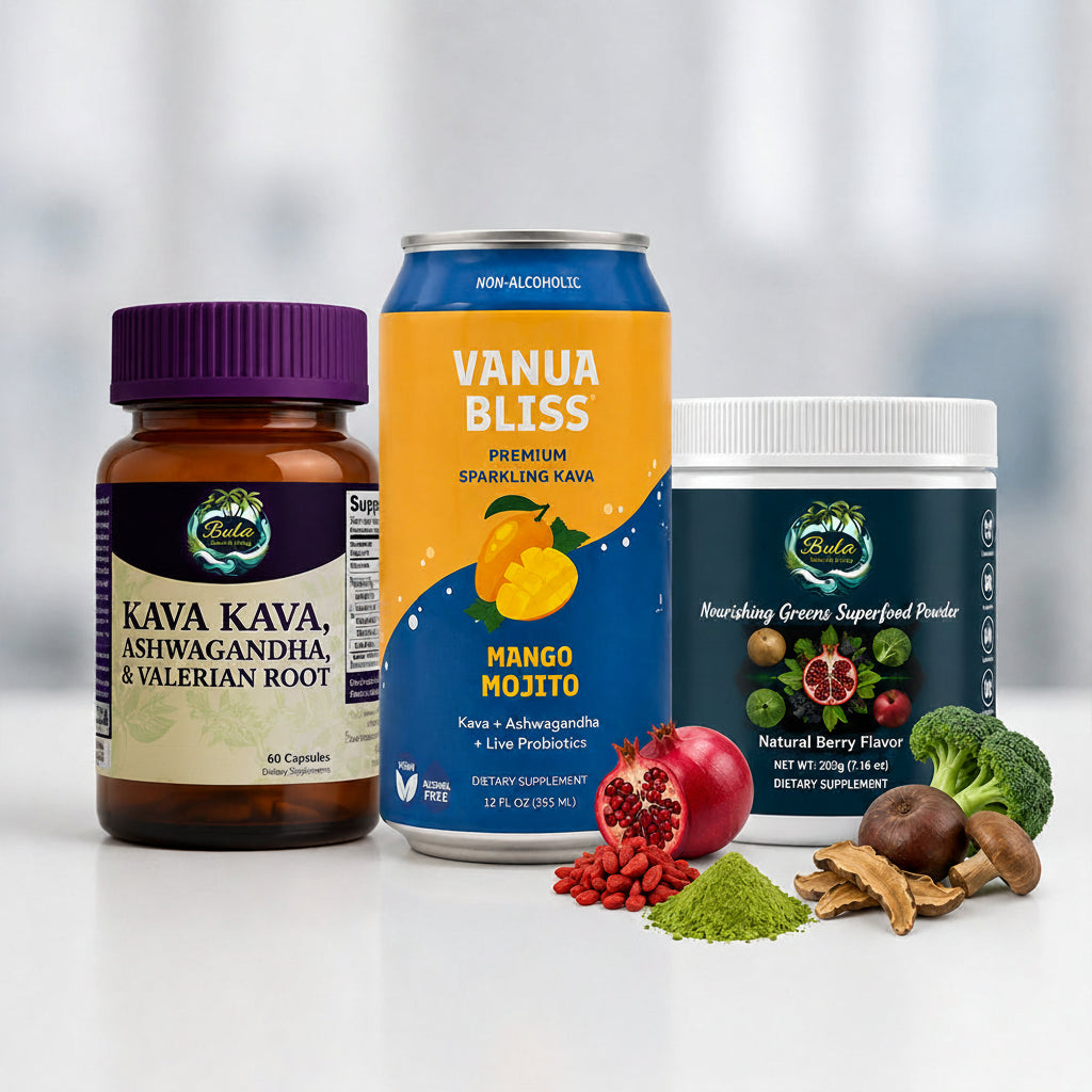 Bul Natural Kava, Ashwagandha & Super Greens Trio Pack